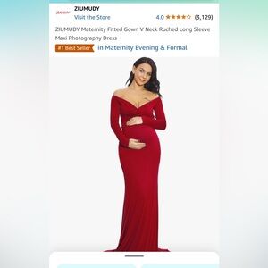 Burgundy Maternity Photo Off Shoulder Maxi Dress Size L, NWOT from Amazon